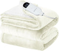 Bedsure Electric Blanket Twin - Soft Flannel Heated Blanket, Fast Heating with 10 Time Settings & 6 Heat Settings, Warm Gift for Grandma (62x84 inches, Ivory)