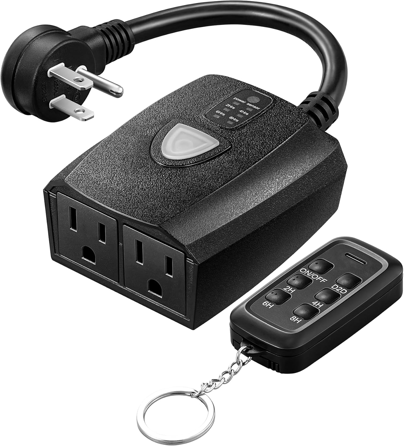 DEWENWILS Outdoor Timer Outlet Waterproof with 11 Modes, Outdoor Light Timer, 100FT Remote Control, for Christmas Outdoor Lights, Pump, Sprinkler, Fountain