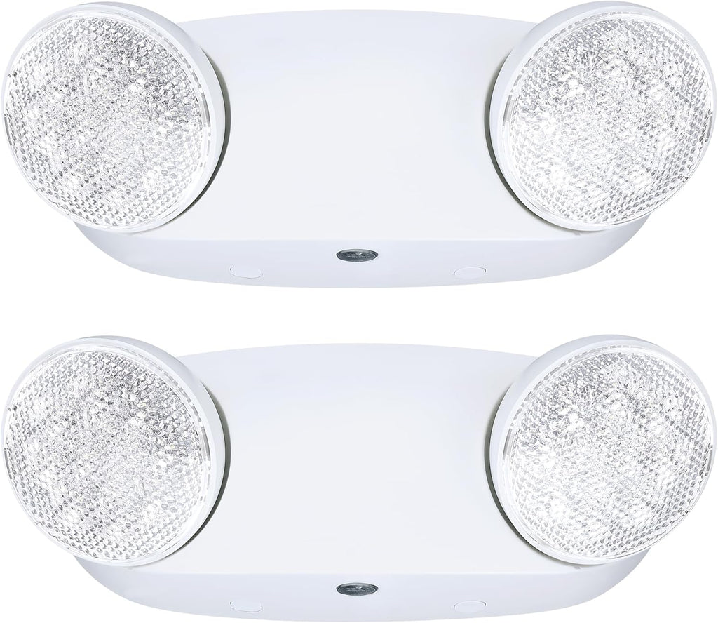 GRUENLICH LED Emergency Light, Exit Lighting Fixtures with 2 LED Bug Eye Heads and Back Up Batteries, UL 924 Qualified, 120/277 Voltage, 2-Pack