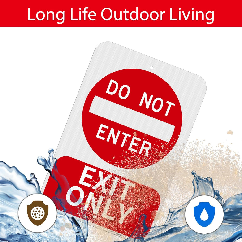2 Pack Do Not Enter Exit Only Sign- 12" x 18" Aluminum Exit Only Do Not Enter Sign, Engineer Grade Reflective, Rust Free, Weather Resistant- Easy to Install