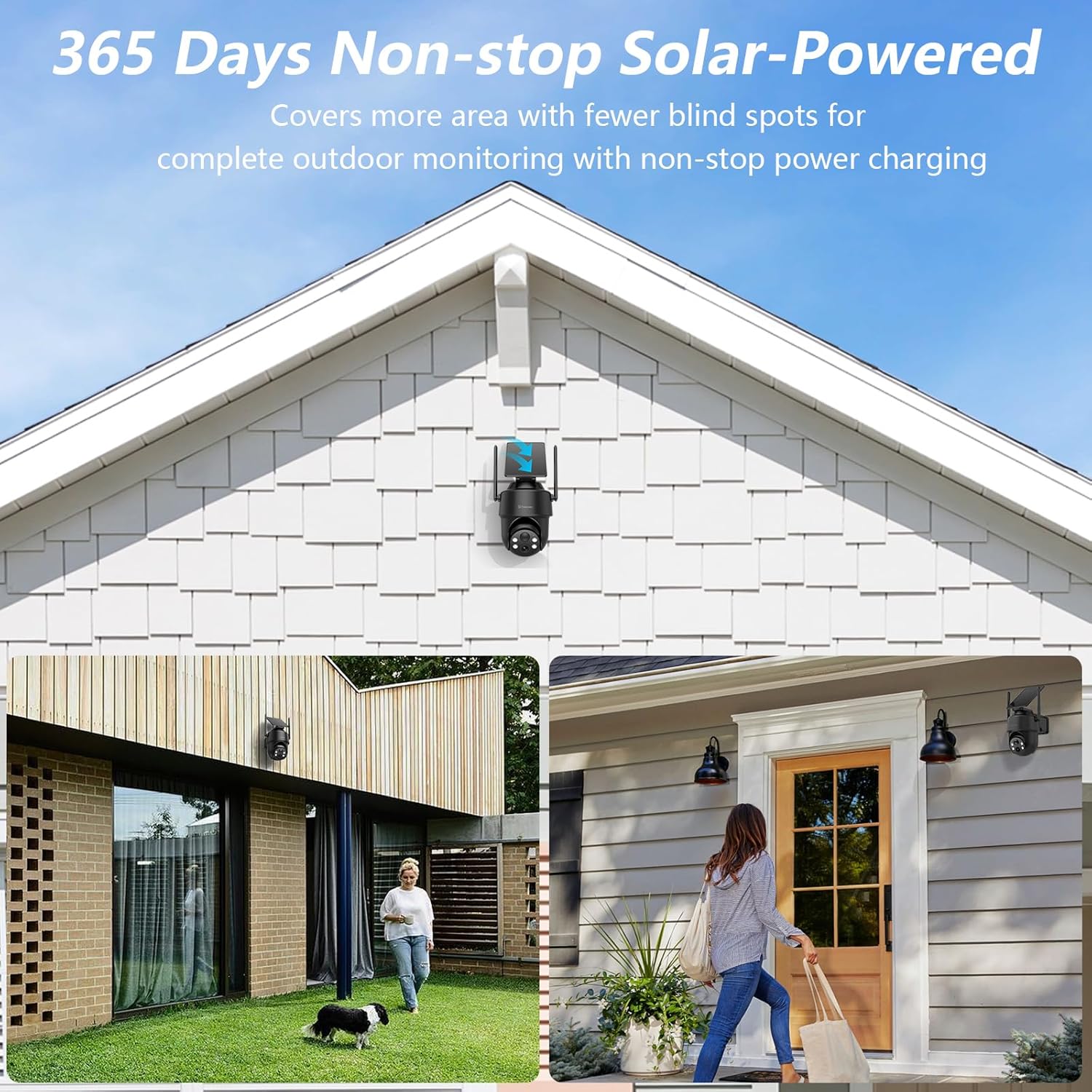GALAYOU 2K Cameras for Home Security-2.4G WiFi Outdoor Camera Wireless Solar/Battery Powered, 360° PTZ Color Night Vision, PIR Detection, SD/Cloud Storage, Waterproof, Work with Alexa, R1 2P Black