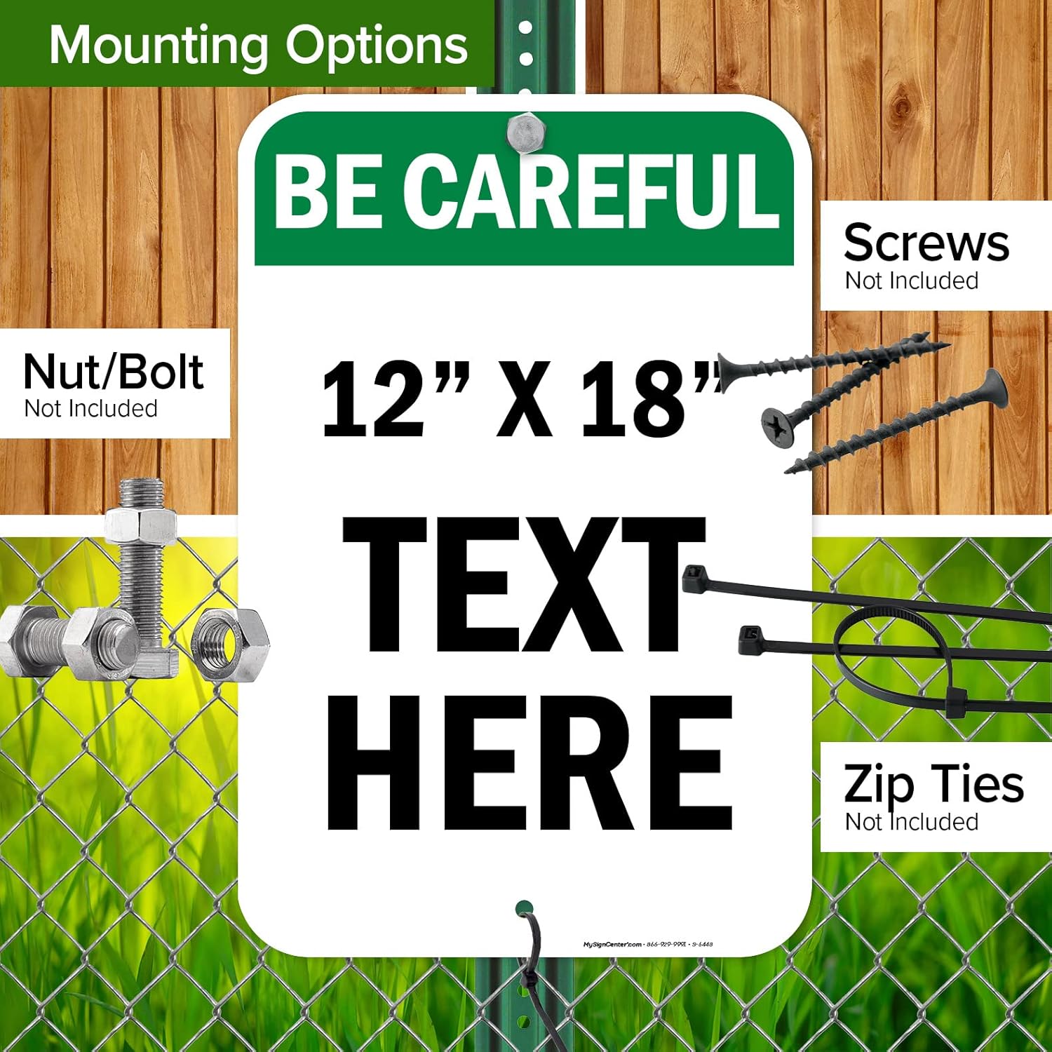 Custom Be Careful Sign, OSHA Sign, 12x18 Inches, Rust Free .063 Aluminum, Fade Resistant, Made in USA by My Sign Center