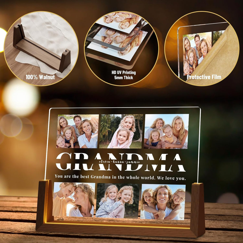Photo Decorative Plaque Personalized Grandma Gifts, Custom Grandma Gifts for Mothers Day from Grandkids, Customized Grandma Picture Frame, Best Grandma Ever Gifts on Birthday
