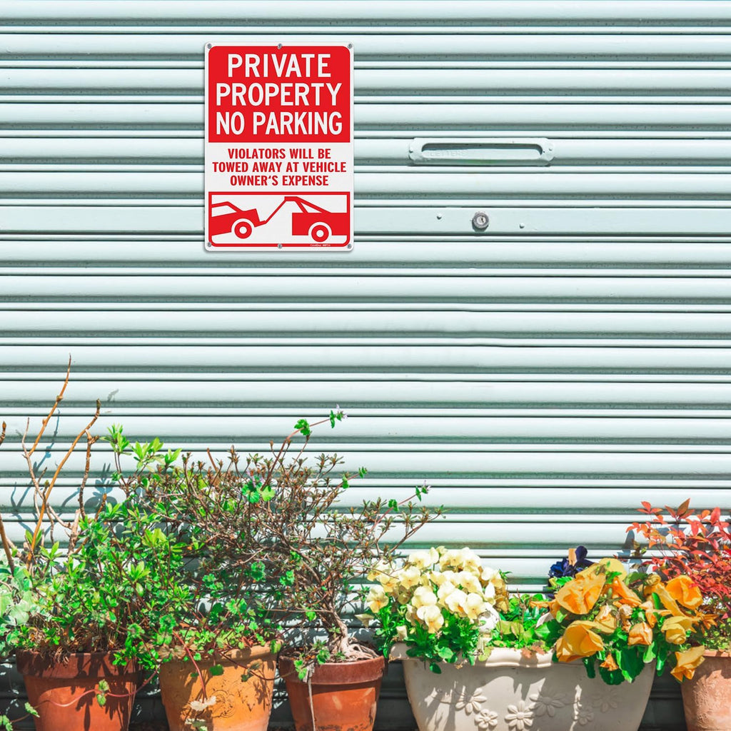 GicnKeuz Private Property No Parking Signs, 14x10 Inches Violators Will Be Towed Away at Vehicle Owner's Expense Signs, Reflective Aluminum, Weather Resistant, Waterproof (2 pack)