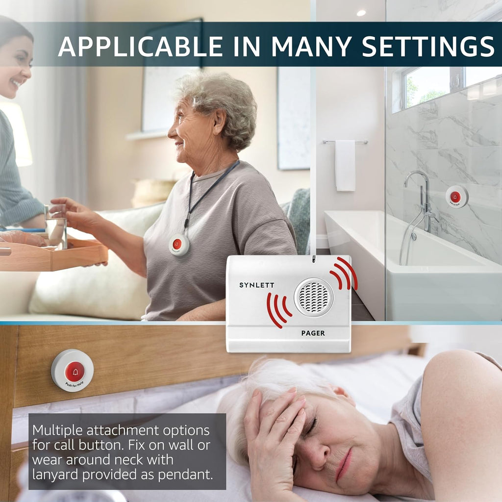 Call Button for Elderly and Caregiver Pager Portable SOS Alert System Alarm for Nurse Call Seniors Patients Emergency Home