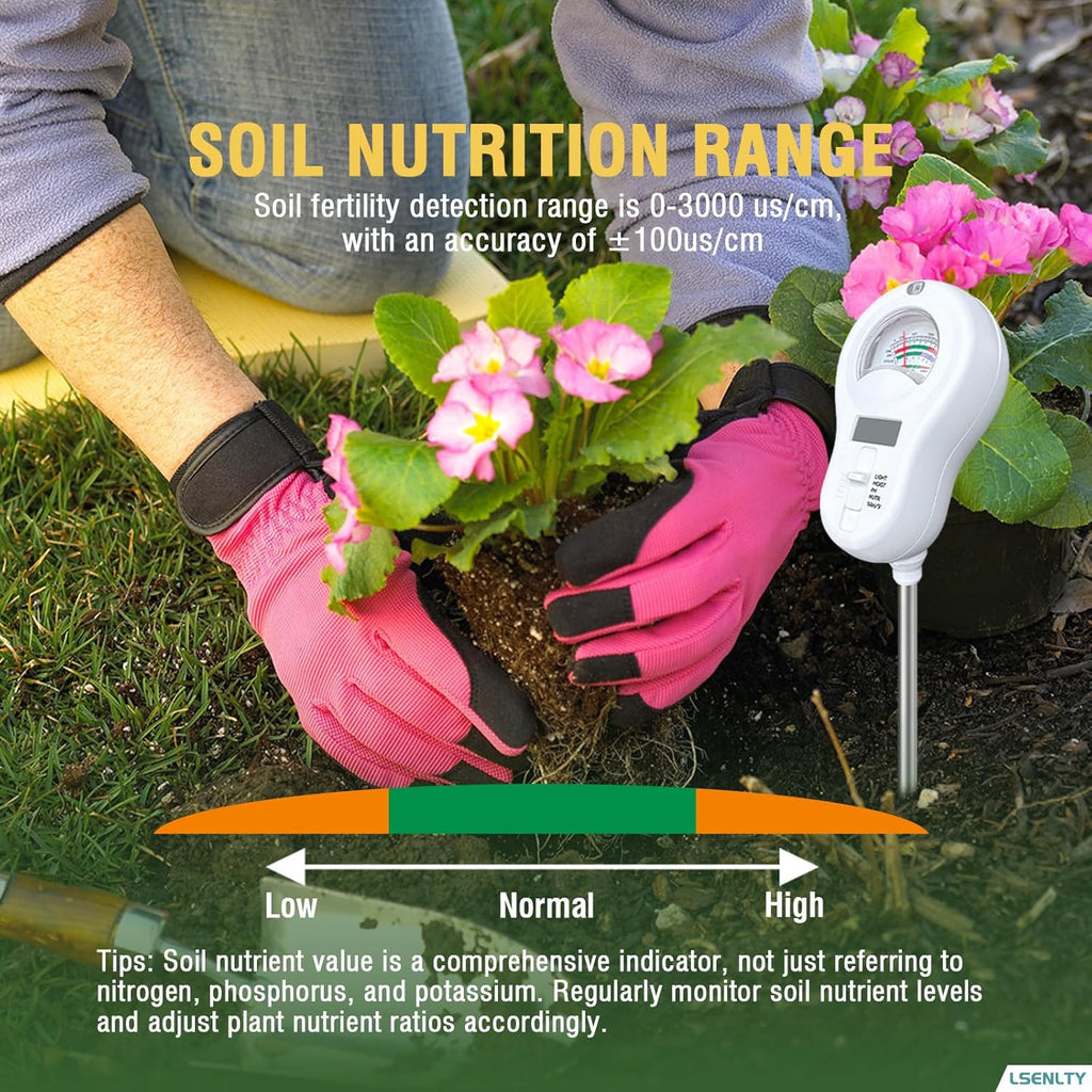Soil Moisture Meter, 6-in-1 Soil pH Meter, Measures Temperature, Humidity, Light Intensity, nutrients, pH, and Ambient Humidity. Suitable for Horticulture, lawns, and Agriculture