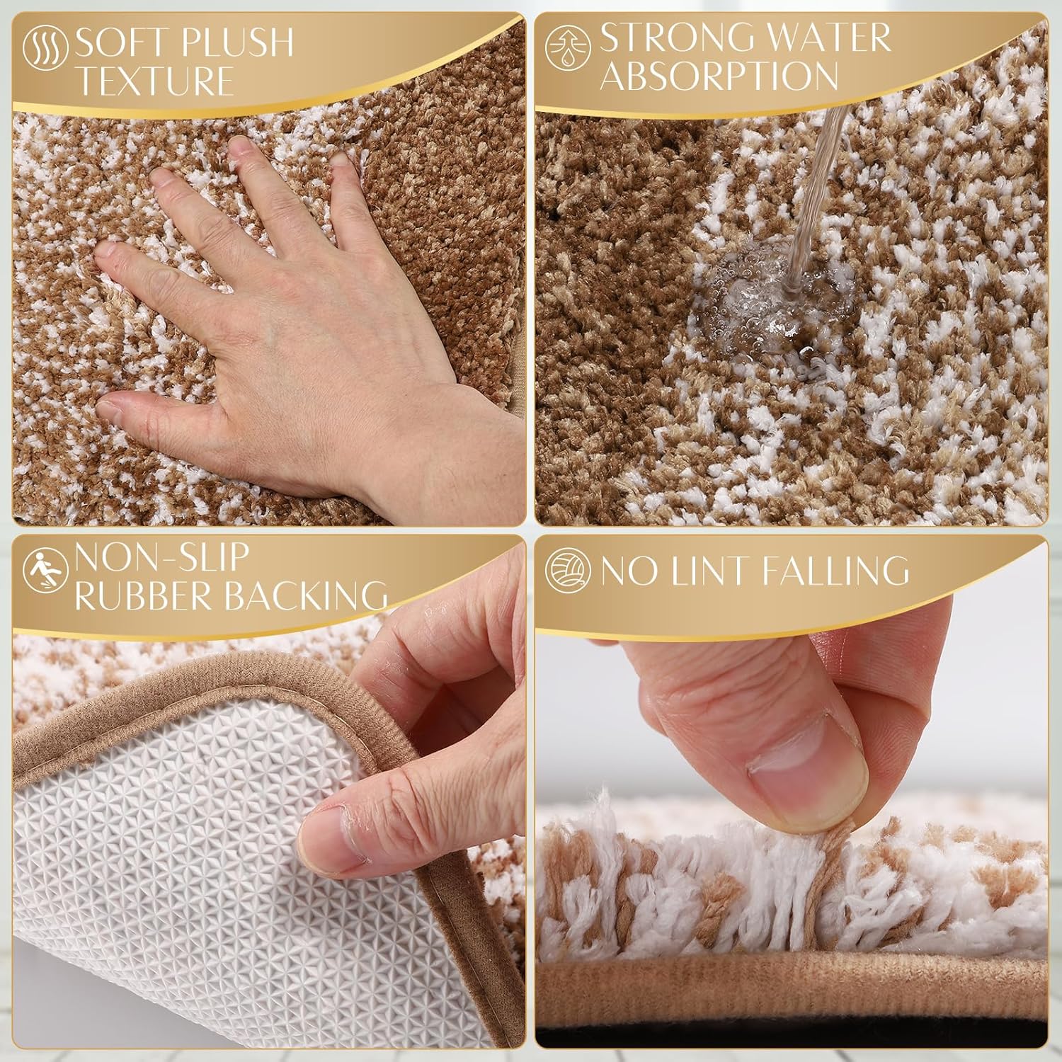 32PCS Bathroom Set Bathroom Sets with Shower Curtain and Rugs Beige Bathroom Accessories,Shower Curtain Set,Bathroom Rug Set with Bathroom Trash Can
