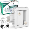 LATCH.IT White RV Door Lock Replacement | All Metal RV Door Handle Fits 2.75"x3.75" Holes | Trailer Door Latch with 4 Keys Included | RV Door Latch for Trailer, Camper, Fifth Wheel and More!