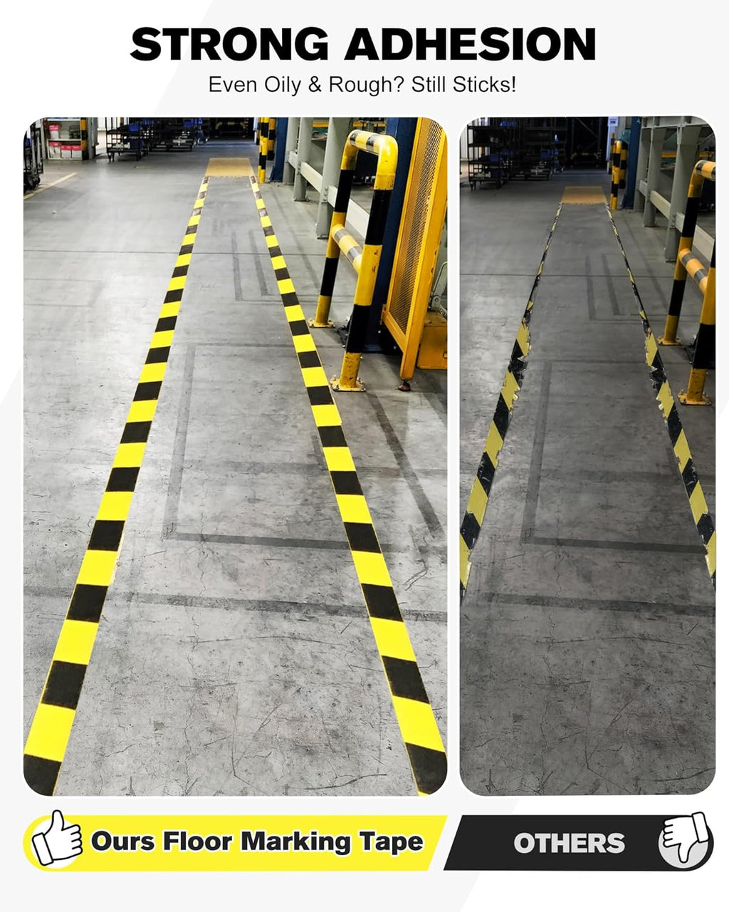 Avery Dennison Safety Floor Tape 2 Inch x 108 FT, Heavy-Duty PVC Forklift-Resistant, High-Visibility Reflective for Warehouse/Factory/Parking, Black & Yellow, ROHS/Reach Certified (1 Roll)