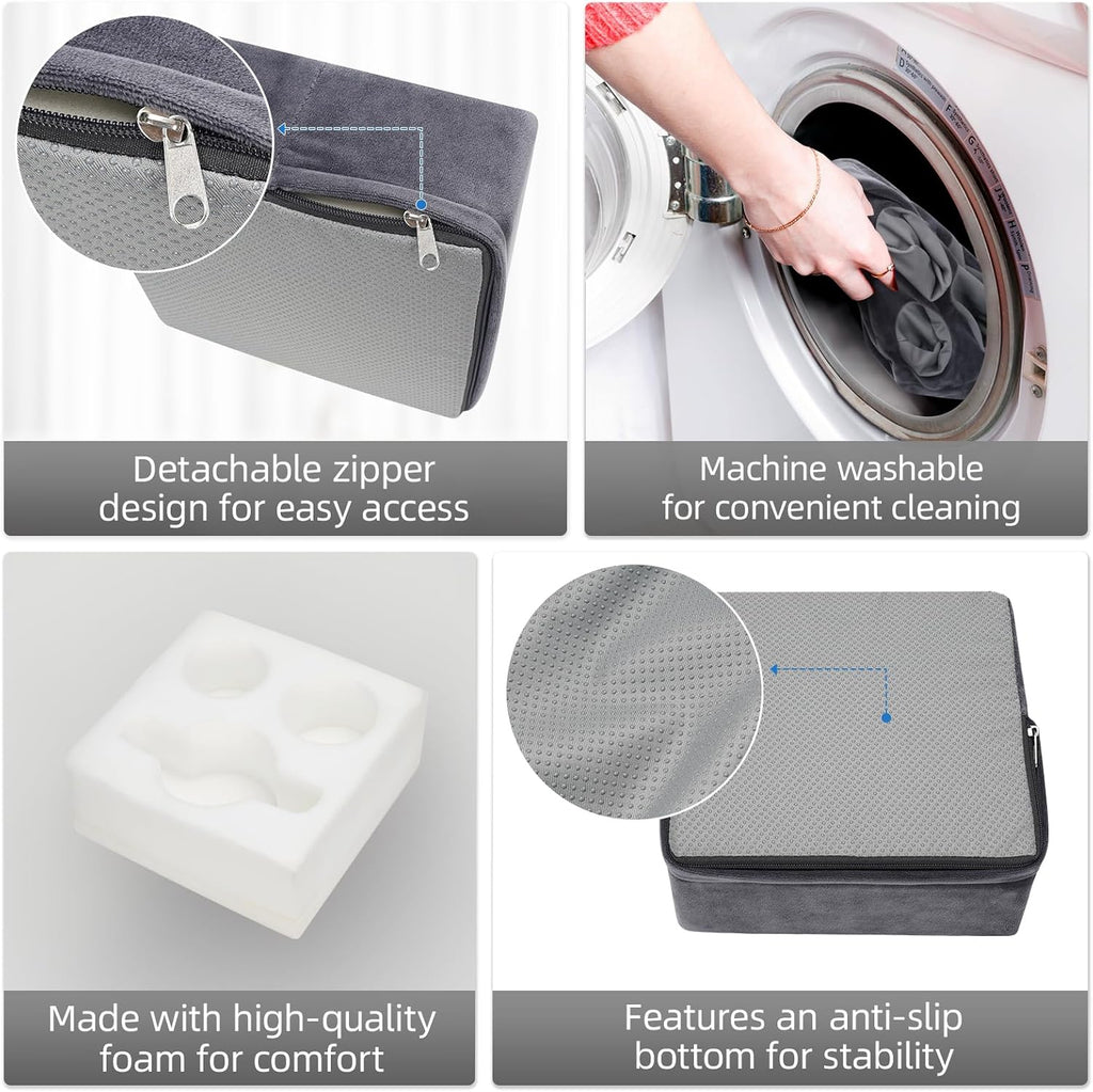 G GOOD GAIN Couch Cup Holder Pillow, Spill-Proof Sofa Drink Cup Holder & Multi-Use Organizer for Sofa, Bed, Car, Beach - Holds Mugs, Phone, Snacks, Remote Control, KeepTemp Design (Grey)