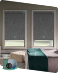 Yoolax Motorized Blinds with Remote, Smart Blinds for Windows Blackout Automatic Shades Work with Alexa Remote Control Roller Window Shades with Valance, Custom Size (Fabric-Dark Grey)