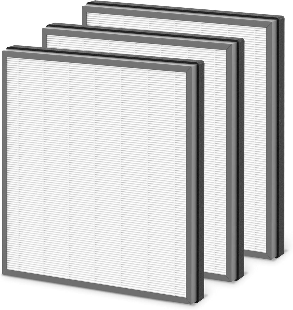 3 Packs HE402 Replacement Filter for Shark HE400 HE401 HE402 HE405 4 Fans Air Cleaner Purifier, 3 Stages Filtration with H13 True HEPA, Activated Carbon Filters And Fine Pre-fillter, Part # HE4FKPET