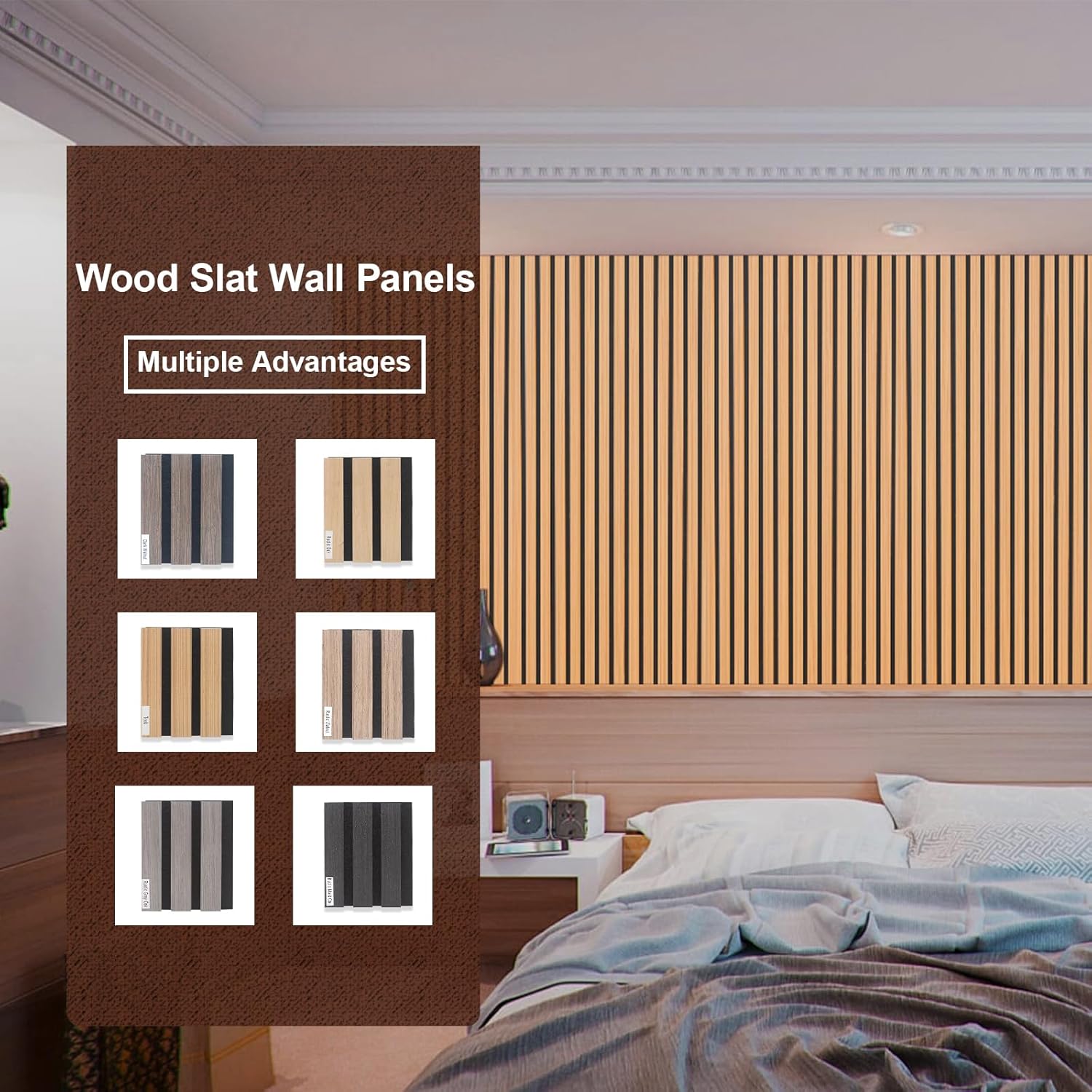 Yuzzy Wood Panels for Wall, Wood Slat Acoustic Panels, Sound Absorbing Wall Panels for Interior Wall Decor, Samples Pack