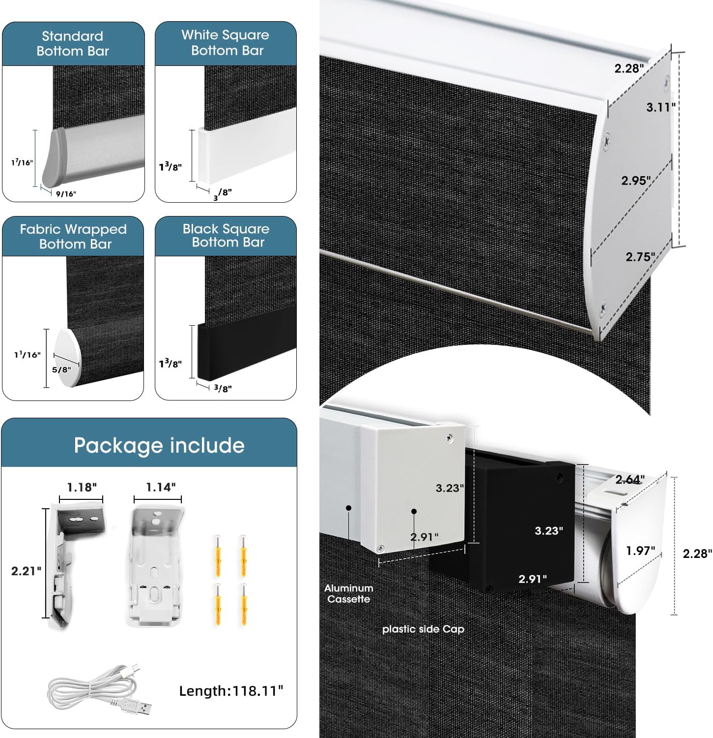 SmartWings Motorized Light Filtering Shades, 50% Blackout PVC Free Smart Blinds, Custom Size, Rechargeable Battery, Works with Matter/Apple HomeKit, Alexa, Thread/Zigbee, Remote Optional, 50% Black