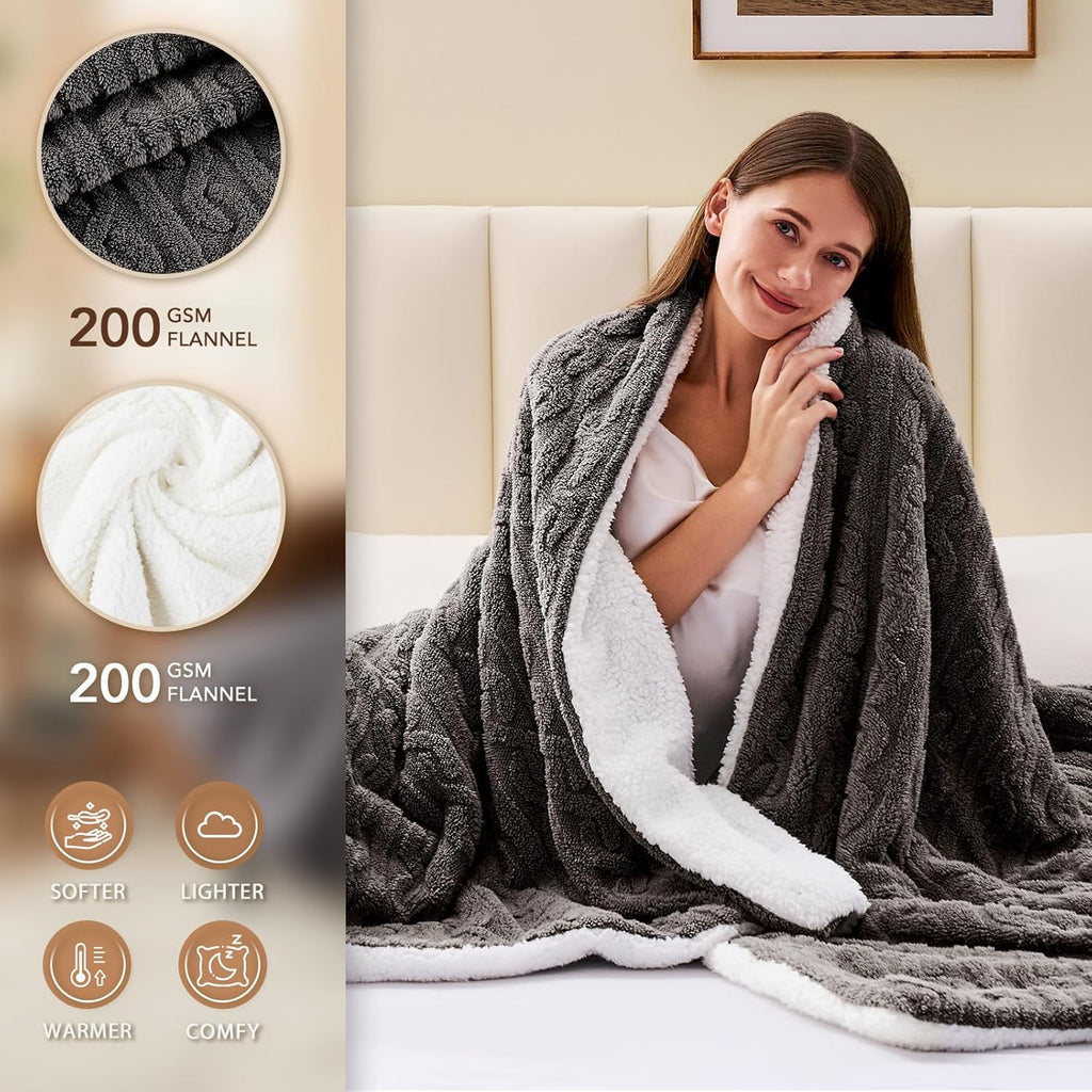 Homemate Electric Heated Blanket Queen - 84"x90" Heating Bed Blankets Throw with 10 Heating Levels 8 Hours Auto Off Fast Heating Over-Heated Protection Ultra Soft Warm Flannel ETL Certified