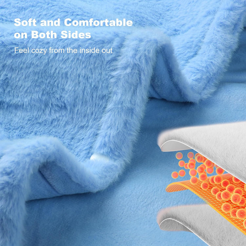 Cordless Heated Blanket Battery Operated with Fleece Lining 7.4V 16000mAh Battery Portable Wearable Heated Shawl for Women Men 6 Heating Zones 3 Fast-Heating Levels (Battery Included)