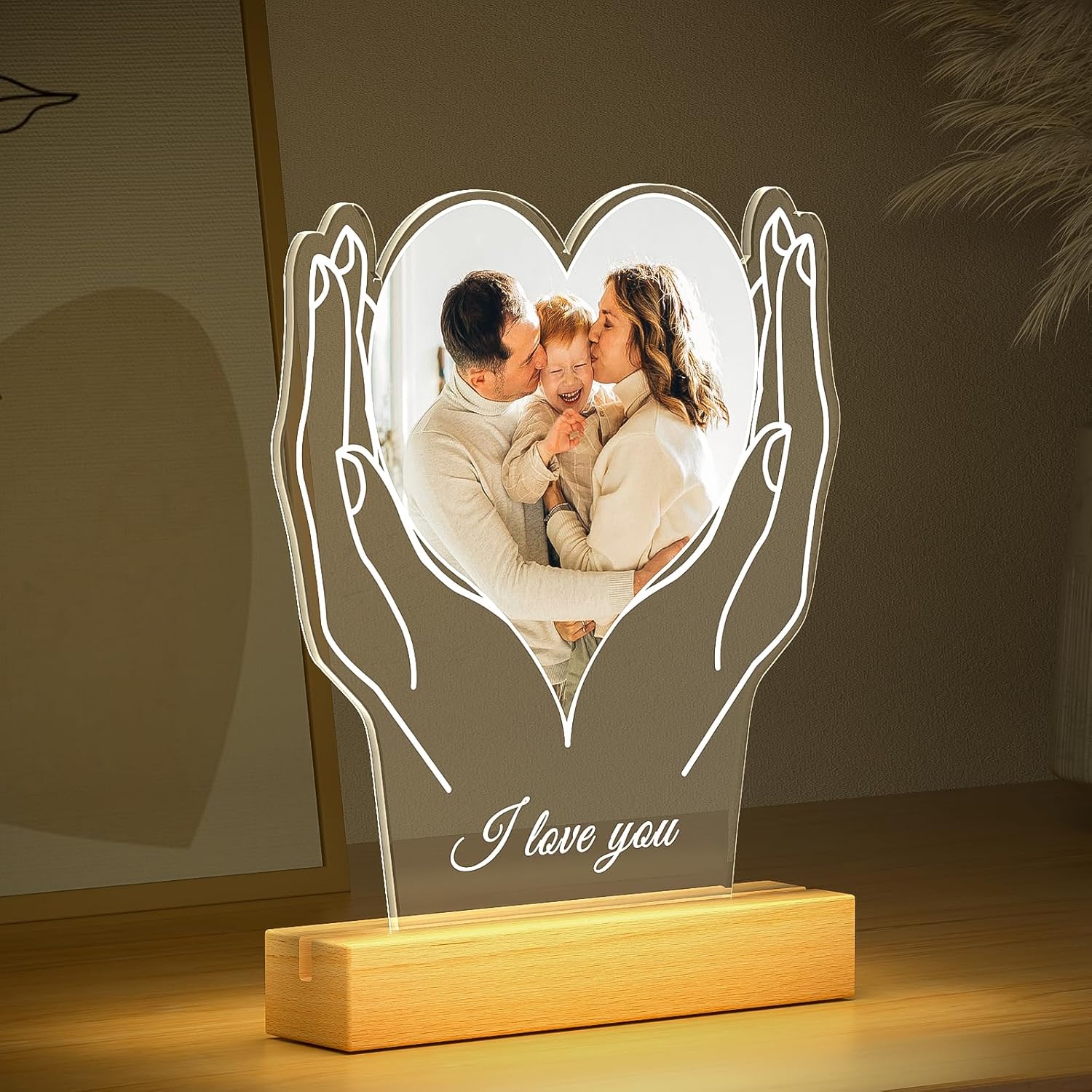 Custom Picture Frames with Photo, Customized Photo Frame, Personalized Picture Frame, Customized Birthday Valentines Day Gifts for Women Men Mom Dad Baby Kids Grandma Grandpa Family