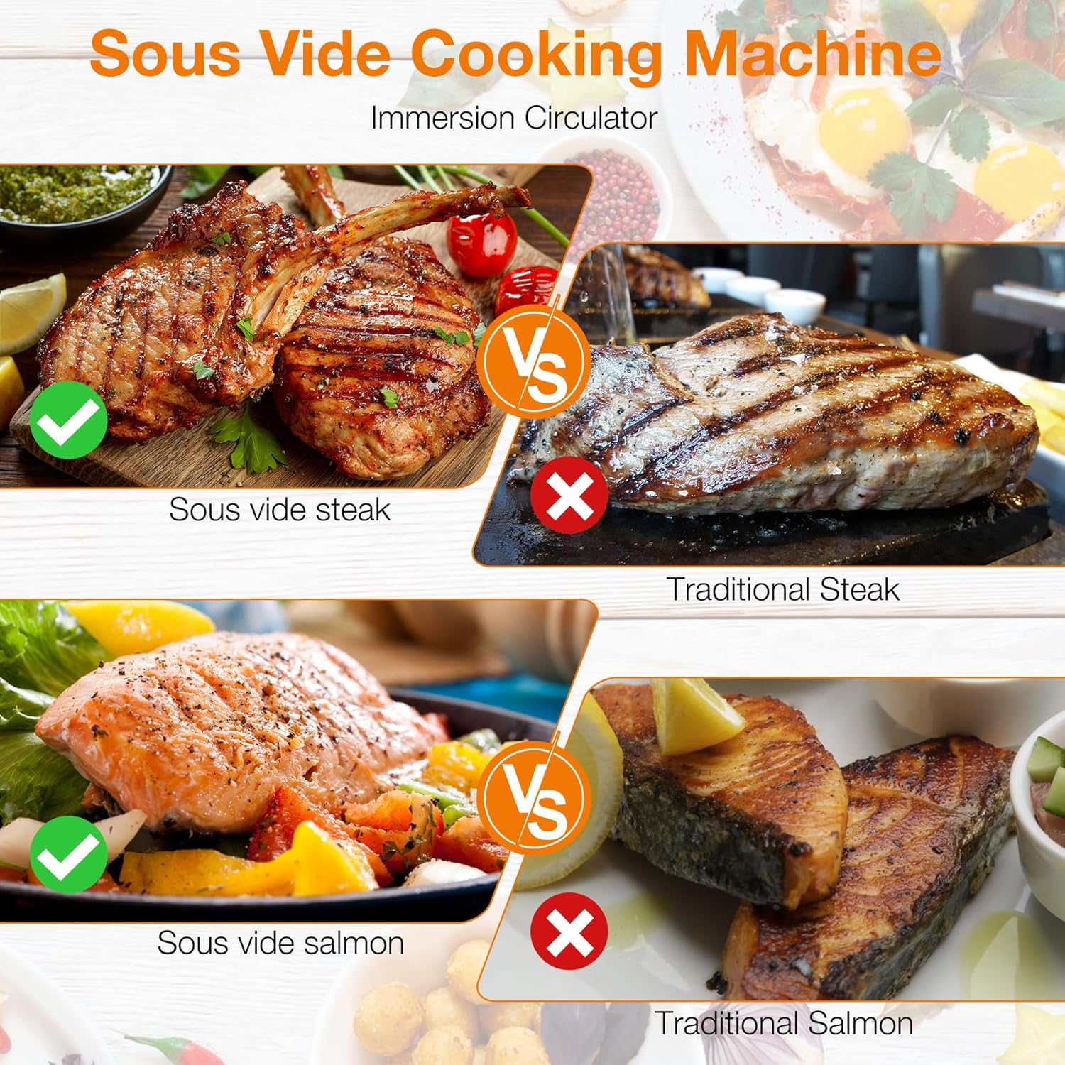 Sous Vide Machine 1100W Upgraded WIFI Sous Vide Cooker Ultra-quiet Working Cooker Immersion Circulator with Recipes(App Included), Accurate Temperature, Digital Timer, IPX7 Waterproof