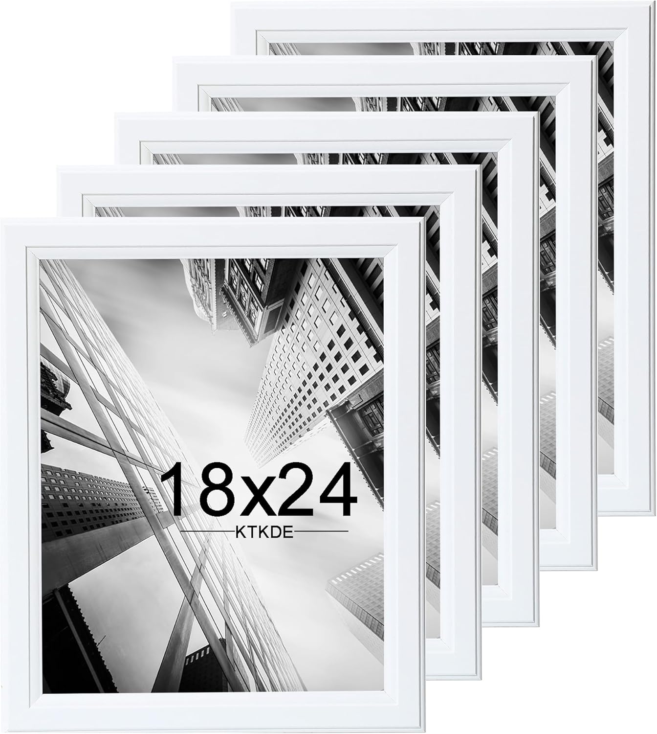 KTKDE Studio Gallery 18x24 Select Poster Frame Set of 5, White Wooden frame Display Posters, Posters & Art Prints for Artwork Wall Vertical or Horizontal Display best gift