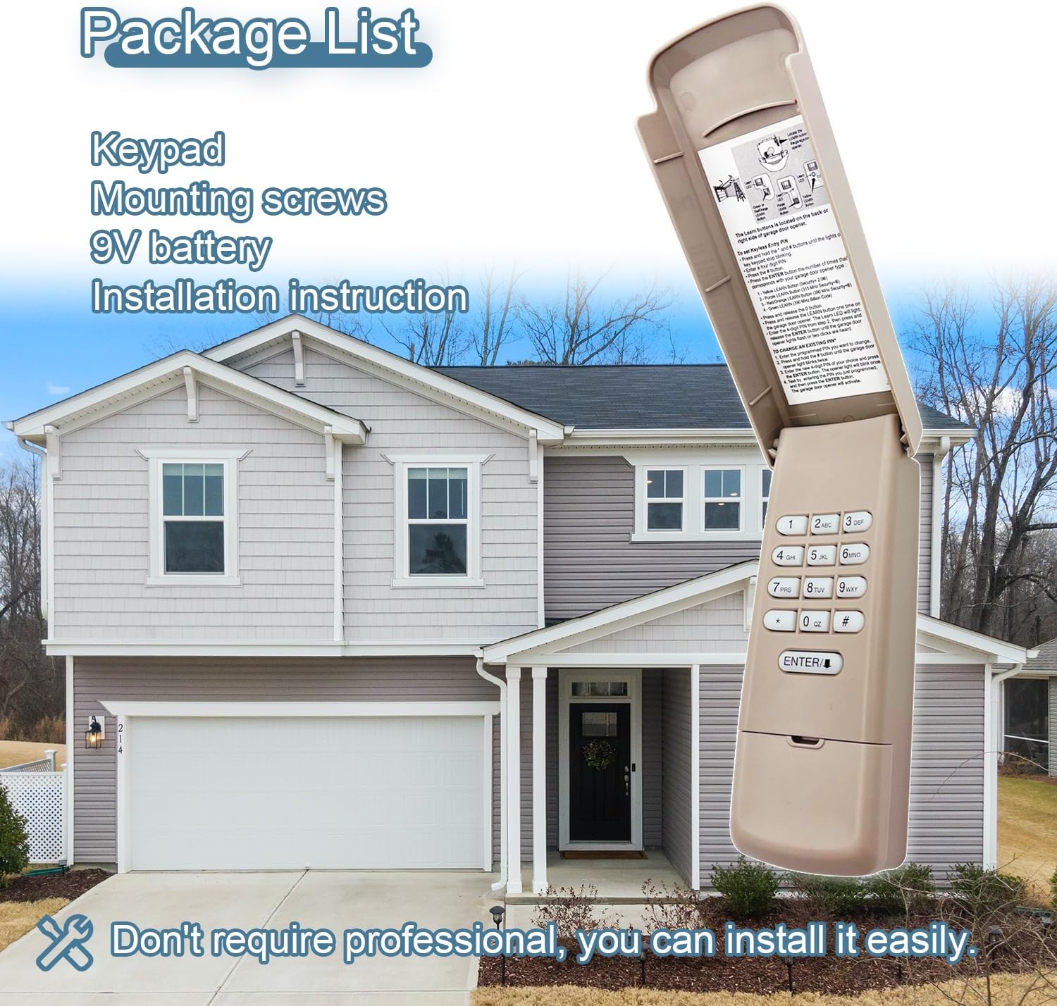 Garage Door Opener Wireless Keyless Keypad, Compatible with 877MAX, G940EV-P2, 878MAX, 377LM, 977LM, 877LM, 66LM,Replacement for LiftMaster, Chamberlain, Craftsman