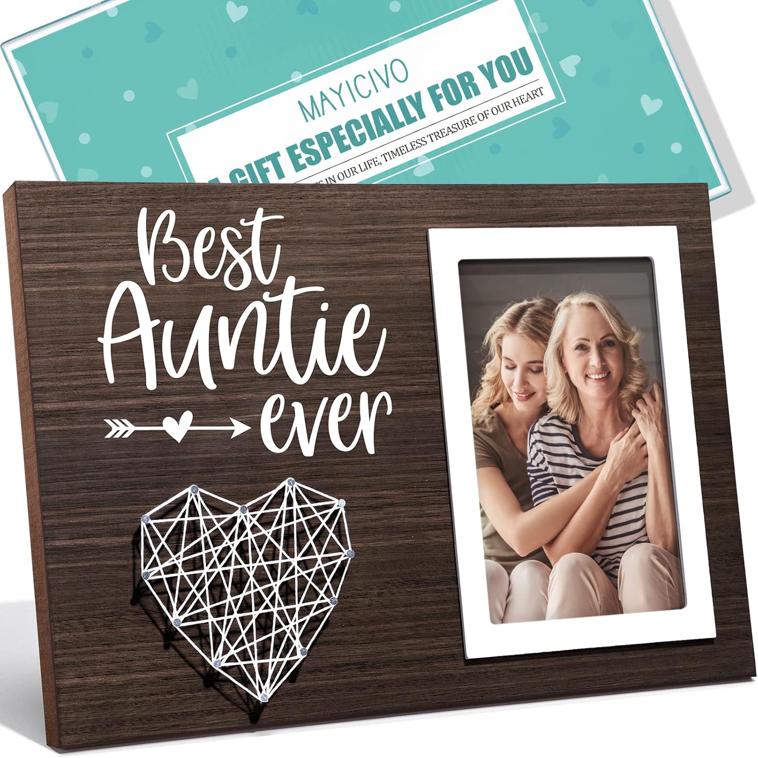 MAYICIVO Aunt Gifts from Niece Nephew, Christmas Gifts for Aunt Picture Frame, Best Auntie Ever Gift Aunts Birthday Auntie Mother's Day Gift for Aunts Women Best Aunts Photo Frame - 4x6 Photo
