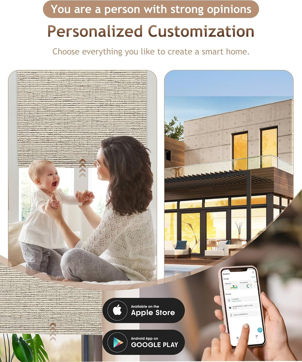 Kincmo Motorized Blinds with Remote,100% Blackout Motorized Roller Shades Work with Apple Homekit,Alexa,Google, Custom Electric Blinds with App,Voice Control (Classic Sandy)