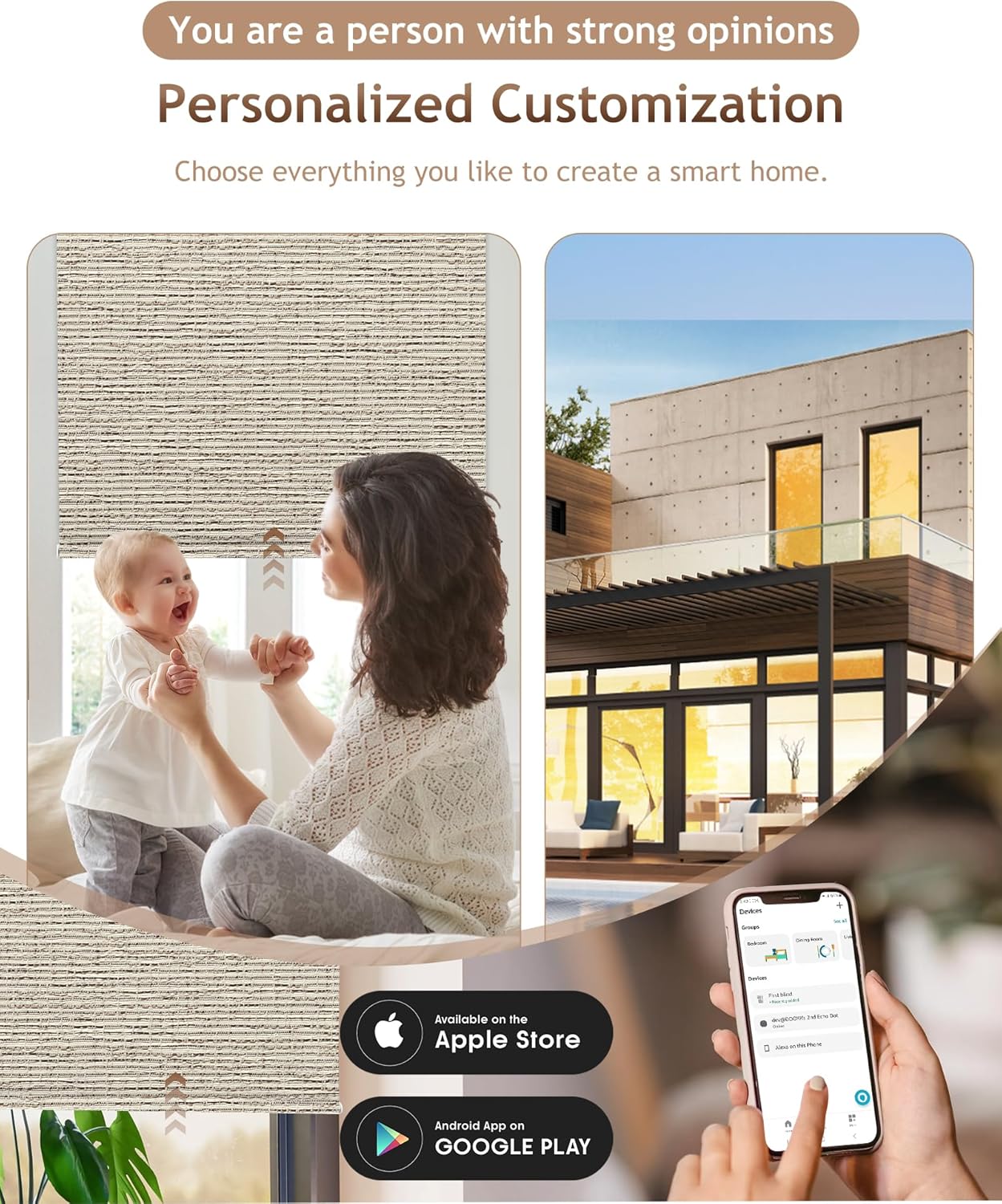 Kincmo Motorized Blinds with Remote,100% Blackout Motorized Roller Shades Work with Apple Homekit,Alexa,Google, Custom Electric Blinds with App,Voice Control (Classic Sandy)