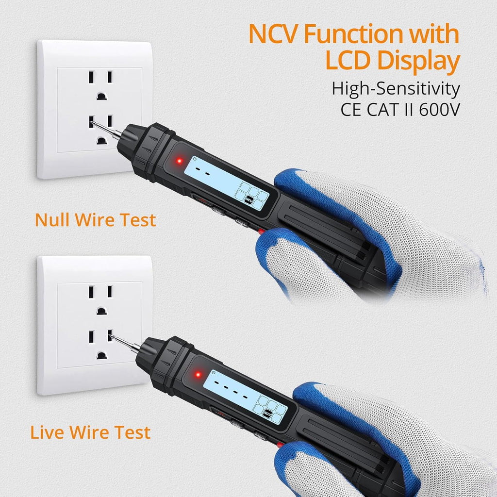 Neoteck 2 in 1 Pen Type Digital Multimeter Voltage Tester 4000 Counts Intelligent TRMS Multimeter Non-Contact Voltmeter for Testing AC/DC Voltage Resistance Continuity Capacitance Diode Live Wire
