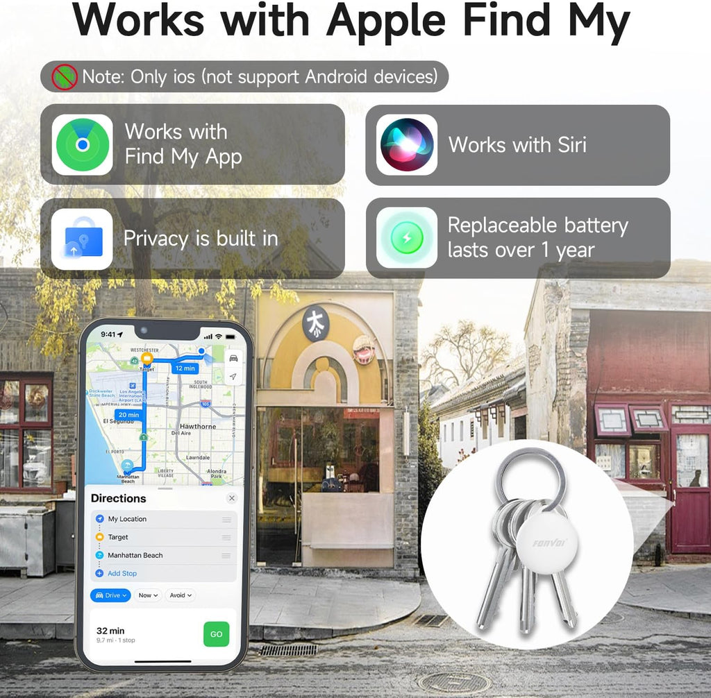 New [Apple MFi Certified] (iOS Only) Air Tags-4 Pack, Bluetooth Tracker for Apple Find My, Replaceable Battery, Key Finder and Item Locator Smart Tag for Keys, Bags, Luggage, Pets, Wallet