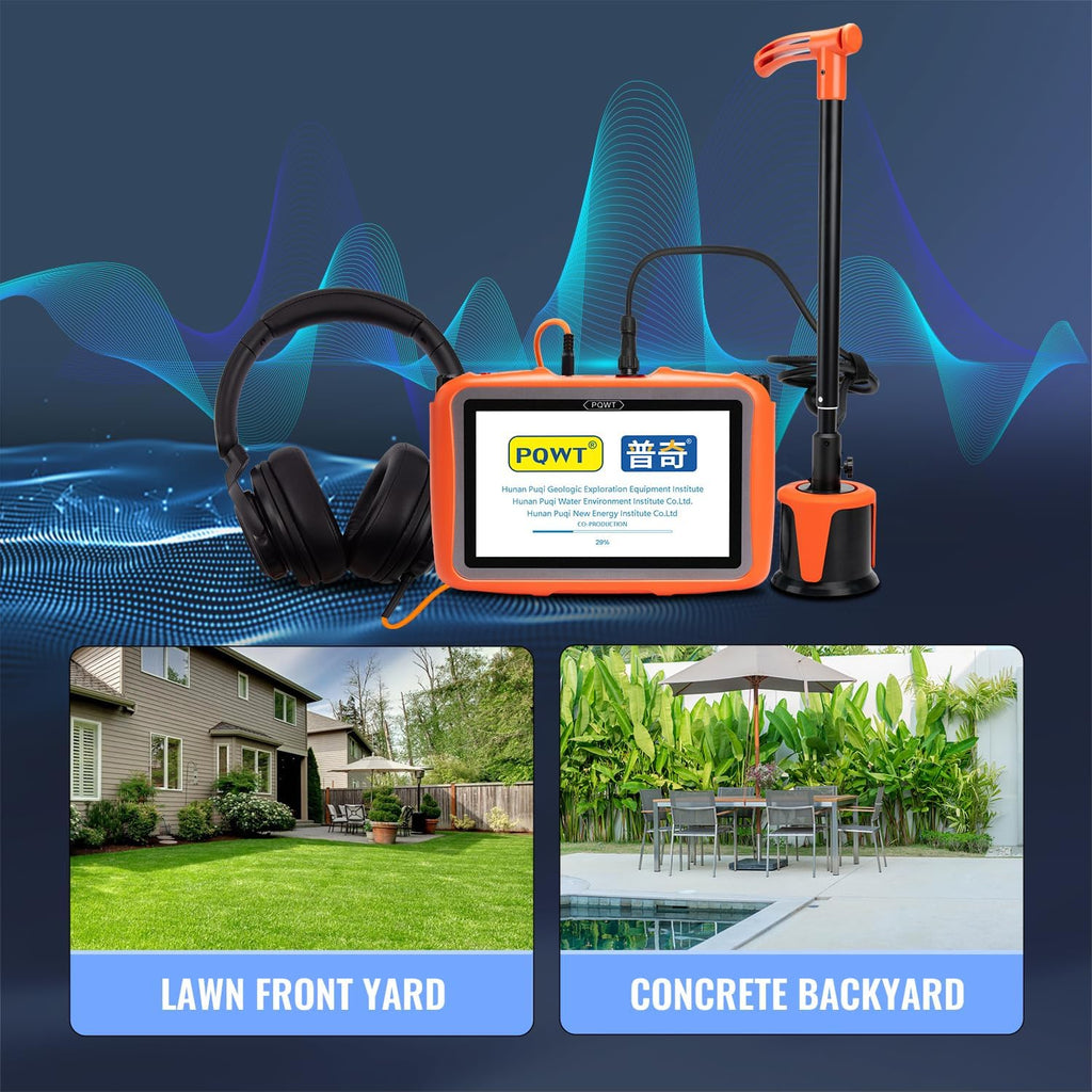 PQWT L2000 Underground Water Leak Detectors for Outdoor Wall Water Pipe Detector Machine Middle Sensor Acoustic Pipeline Leakage Detection Kit Noise Reduction Headphone Smart Touchscreen Carry Case