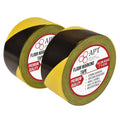 APT Premium Durable Black & Yellow Striped Safety Marking Tape (2 Rolls of 2" x 99Ft (33 Yds)) Hazard Caution& Warning, Social Distancing, Warehouse & Gym Floor