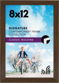 Americanflat 8x12 Picture Frame with Shatter-Resistant Glass - Signature Collection - Gallery-Style Frames Made of Engineered Wood - Photo Frame for Tabletop and Wall Display - Walnut