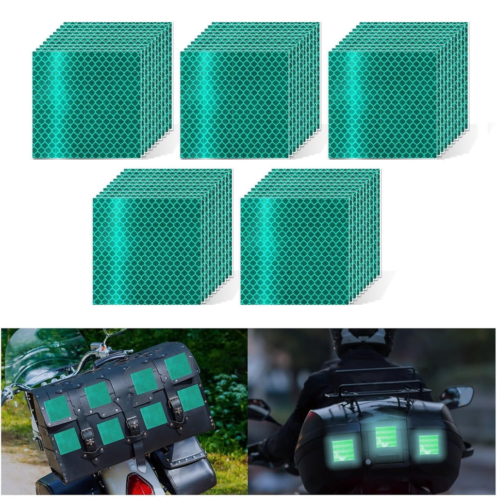 Non Fading Green Reflective Stickers 2 inch X 2 inch, Outdoor Waterproof High Visibility Warning Safety Adhesive Reflector Tape (50 Pcs)