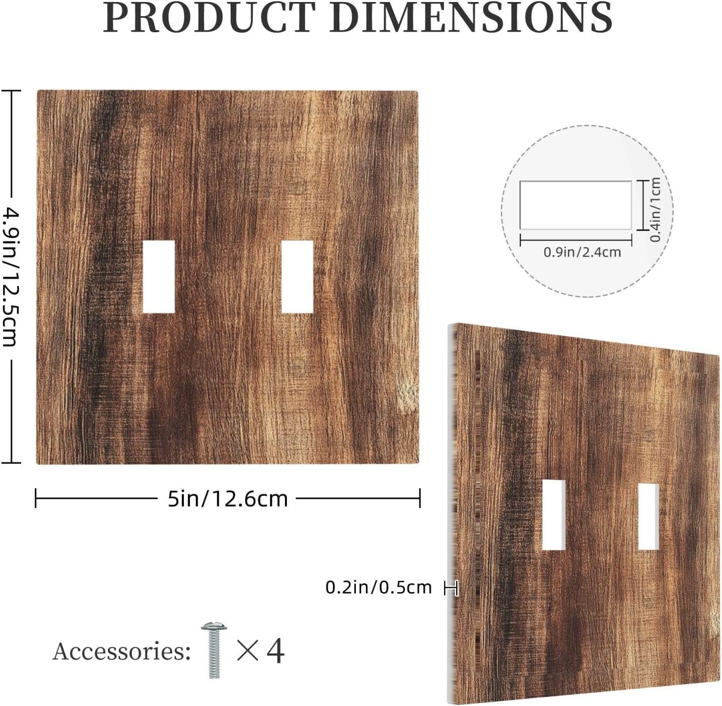 Decorative Switch Plates Vintage Rustic Brown Wood Grain 2 Gang Double Toggle Outlet Light Switch Cover Wall Plate Electrical Faceplate for Bedroom Farmhouse Decor