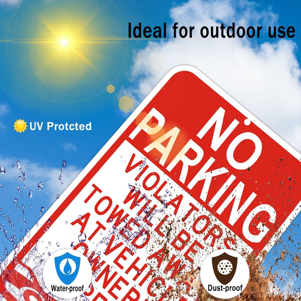 Large No Parking Sign, Violators Will Be Towed Away at Vehicle Owner's Expense Sign, 18x12 Inches Reflective Rust Free Aluminum sign, Weather Resistant, Waterproof, Fade Resistant