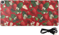 Heated Desk Pad Mouse Pad 31.5x13 Inch PU Leather Desk Mat with 3 Heat Levels Large Mouse Gaming Computer Laptop Mat Red Strawberries Flowers