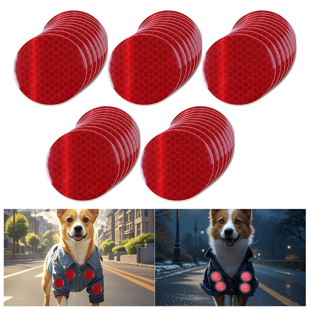 Non Fading Red Reflective Stickers 2-inch Diameter Round Reflector, Outdoor Waterproof High Visibility Warning Adhesive Tape (50 Pcs)