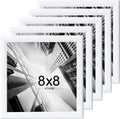 KTKDE 8x8 Picture Frame Set of 5, White Wooden frames, Wall Hanging for Tapletop Display, Best Square Photo Frame Studio Gallery for Photos, Posters & Art Prints