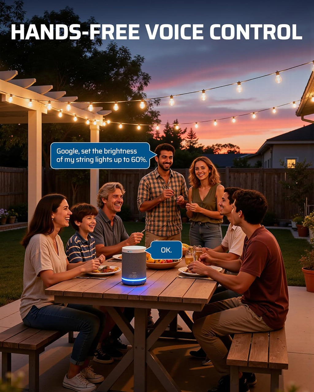 DEWENWILS Wi-Fi Matter Smart Dimmer Plug, Outdoor Dimmer for String Lights, Works with Alexa, Google Home, SmartThings, 100FT Remote, for 150W Dimmable LED/300W Tungsten Bulbs