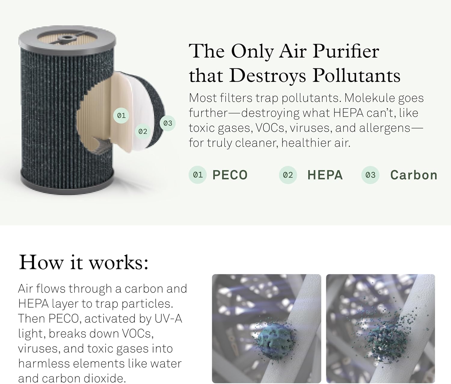 Molekule Air Pro Air Purifier - Purifies Rooms Up to 1000 Sq Ft with High Foot Traffic - FDA Cleared for Destruction of Viruses, Bacteria & Mold - Silver