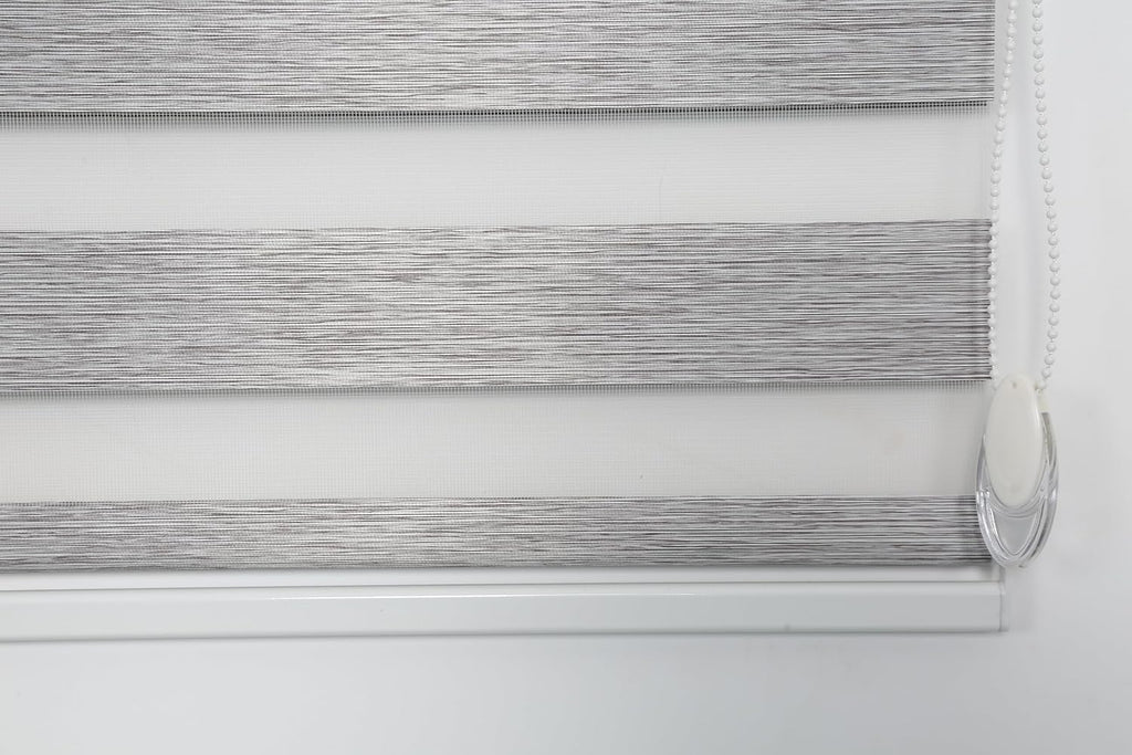 Shadesu Custom Size Zebra Blinds for Windows, 61" W x 72 H, Grey, Dual Layer Free-Stop Zebra Shades, Light Control for Day and Night, Sheer Blinds for Indoor Windows, Bedroom, Kitchen