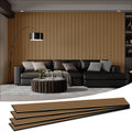 Wood Salt Acoustic Wall Panels, 4 Piece 94" x 12.6" x 0.8" Soundproof Wooden Wall Panels, 3D Fluted Sound Absorbing Panel, Teak