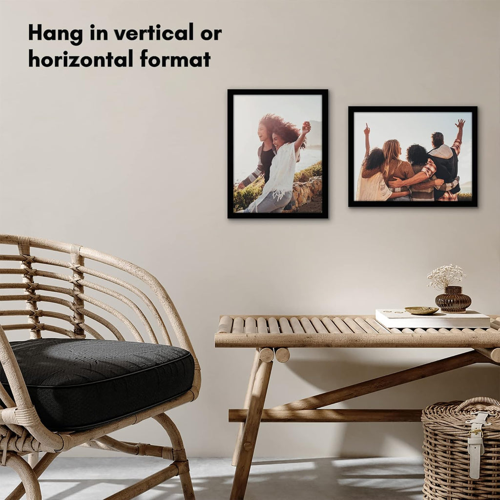 Americanflat 12x16 Picture Frame with Shatter-Resistant Glass - Signature Collection - Gallery-Style Frames Made of Engineered Wood - Photo Frame for Wall Display - Black