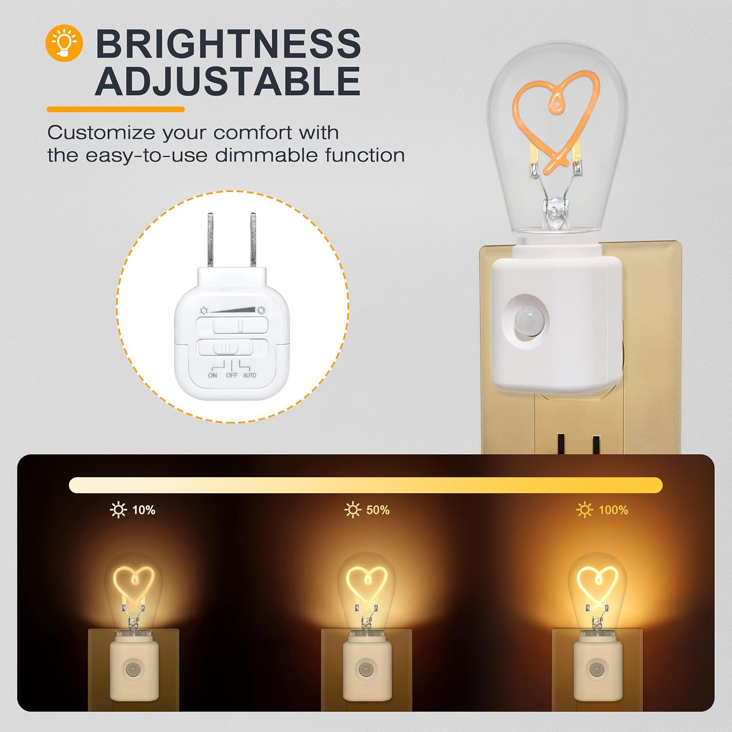 LED Night Light with Motion Sensor, Night Lights Plug into Wall, Dimmable Light Sensor, Home Decor for Kids Gifts, Halloween, Christmas, Holiday, Hallway Bedroom Kids Room, 1-Pack