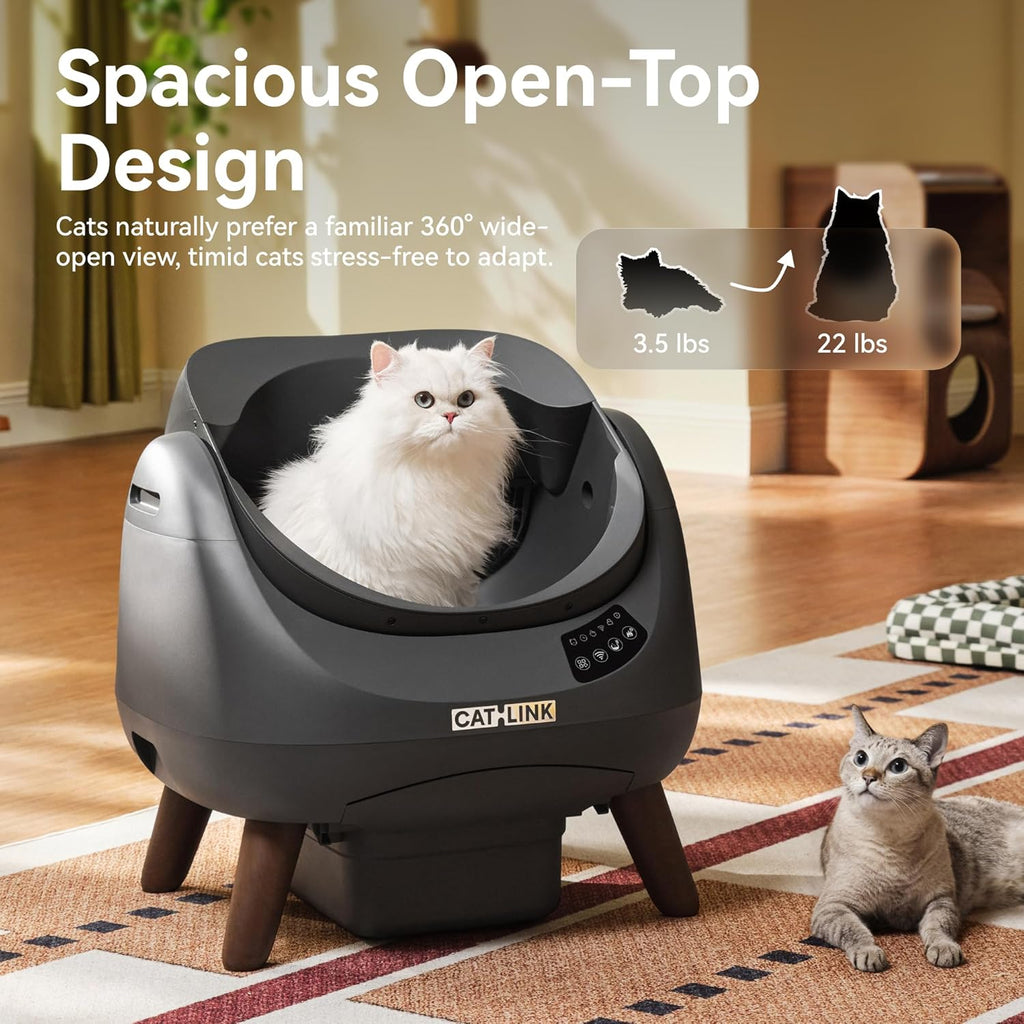 CATLINK Self Cleaning Cat Litter Box Open-X, 5G & 2.4G WiFi, Safe Anti-Pinch Automatic Litter Box Open Top, AI Waste Analysis Health Monitor for Multi-Cat Recognition, App Control, Odor Free