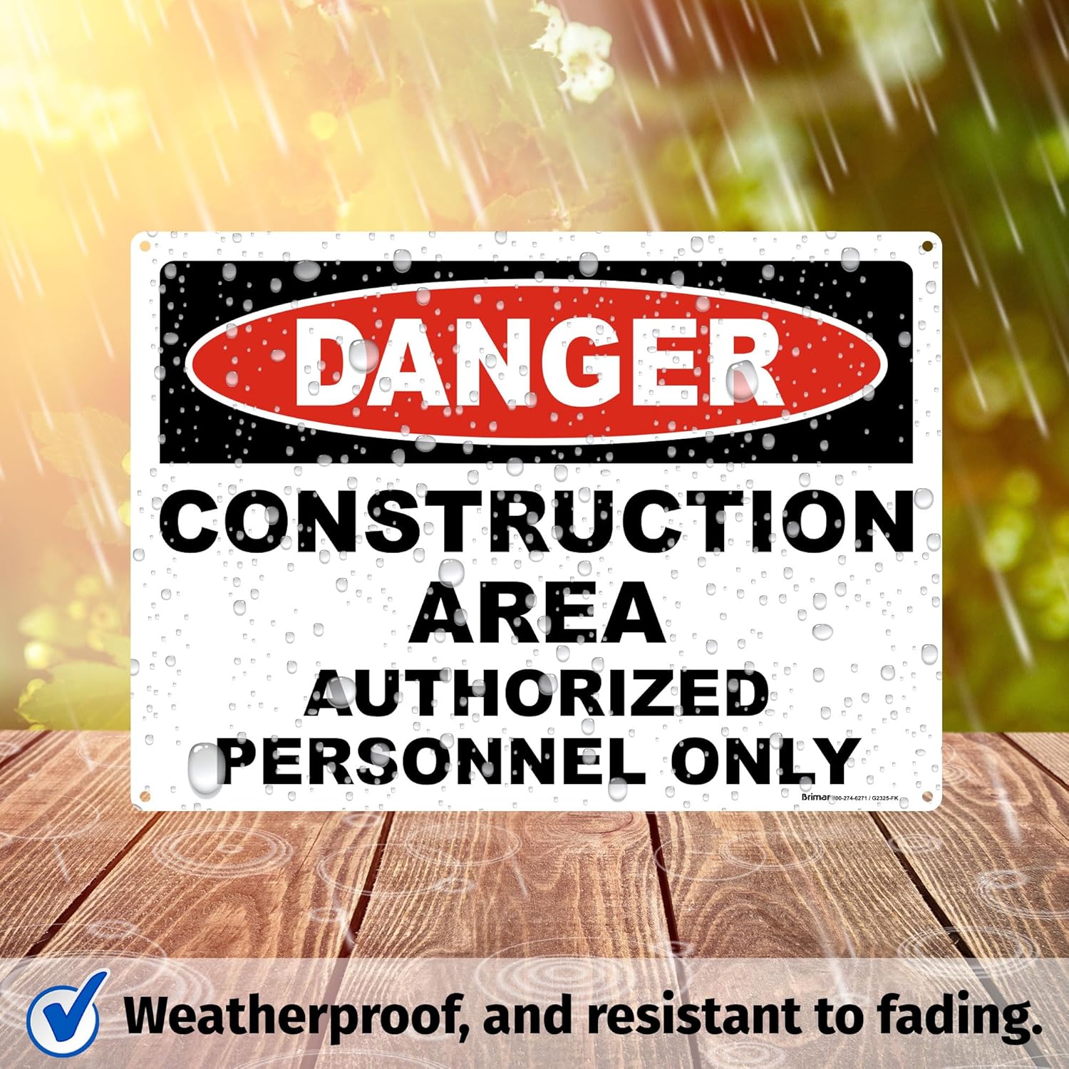 Brimar 14"x10" Danger Construction Area Safety Sign - Aluminum, Weatherproof, Clear Rules and Guidelines, Essential Safety Signage for Construction Sites.