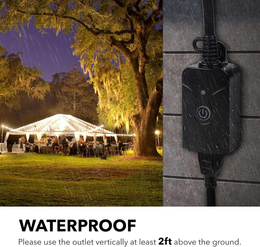 HBN Outdoor Indoor Wireless Remote Control 3-Prong Outlet Weatherproof Heavy Duty 15 A Compact 1 Remote 1 Outlet with Remote 6-inch Cord 100ft Range ETL Listed (Battery Included)