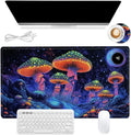 Heated Mouse Pad 23.6 x 14 in 3-Temp Fast Heating Desk Mat with Auto Timer Warmer for Hands Wrist Pain Relief Waterproof Keyboard Mat for Office, Gaming, Home, Mushroom Galaxy Art