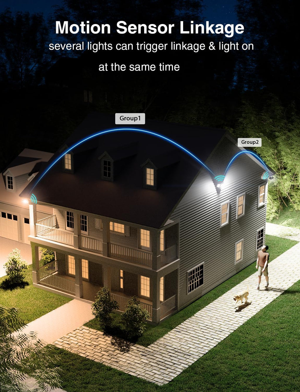 Onforu 100W Smart LED Security Lights Motion Sensor Outdoor 9000LM, 2500K-6500K, WiFi Alexa Flood Light APP Control, Motion Detector with Adjustable 3 Head, IP65 Wall Light for Yard (White)