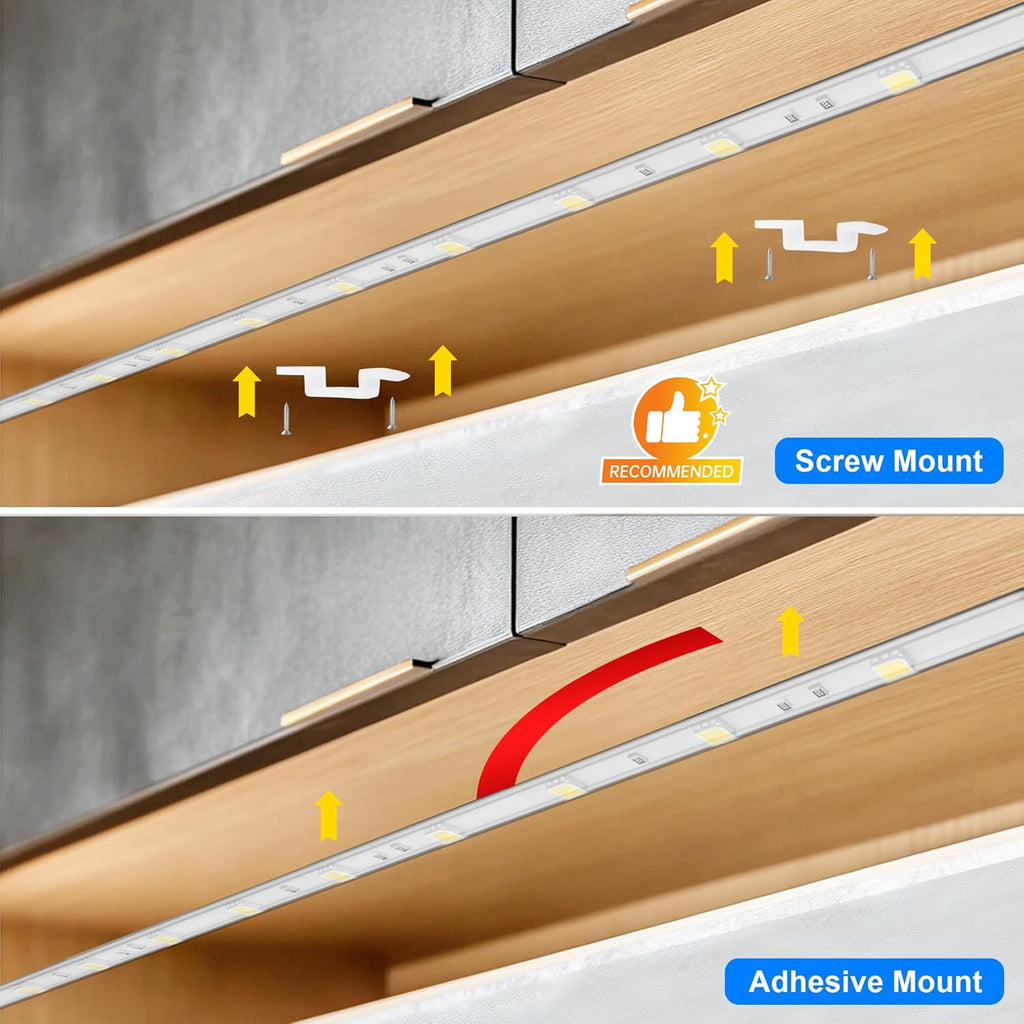 maylit Under Cabinet LED Strip Lighting Hardwired 72in, Ultra Bright Small LED Light Bar, 6000K Cool White, 110V-120V Wired Lights for Kitchen Cabinet, Counter, Workbench, Desk, Closet, Shelf, Indoor